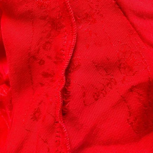 Sandro Paris Red Dress Midi V-neck long sleeve Floral FR 1 / Small US RTR - Picture 15 of 16